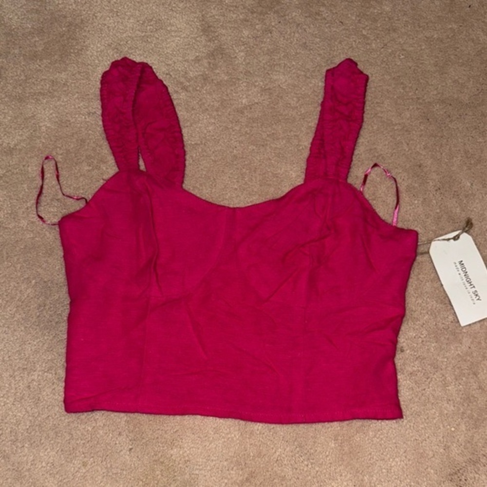 Vibrant Fuchsia Sleeveless Crop Top